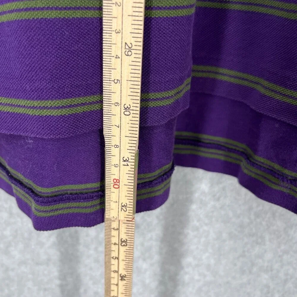 Ralph Lauren Polo Golf Shirt Size CL Purple Green Stripe Vintage Knit Casual